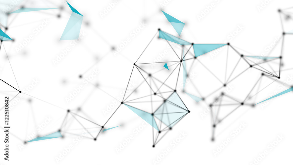 Fototapete abstract technology futuristic network - fantasy plexus background. 3d rendering