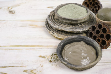 Ancient minerals - green clay powder and mud mask for spa and beauty