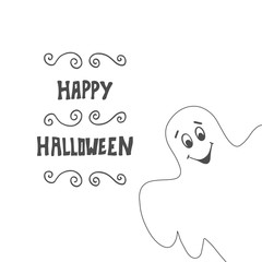 Halloween card background with Ghost. Vector illustration