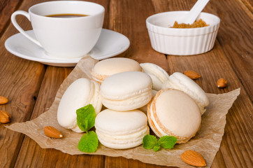 French traditional dessert macarons with vanilla and white chocolate cream