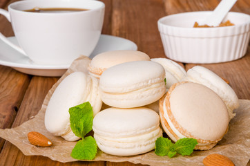 French traditional dessert macarons with vanilla and white chocolate cream