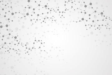 Structure molecule and communication Dna, atom, neurons. Science concept for your design. Connected lines with dots. Medical, technology, chemistry, science background. Vector illustration.