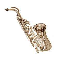 Fototapeta premium Watercolor copper brass band saxophone