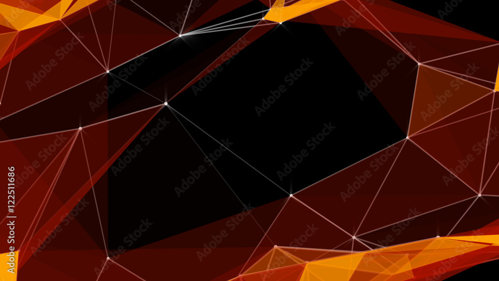 Poster dark abstract technology futuristic network - fantasy plexus background. 3d rendering