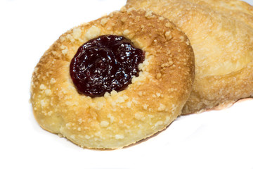 2 pieces of pies on white background.
