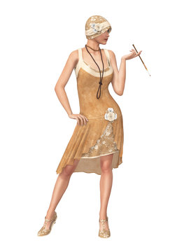 The Roaring 20s Woman Flapper Dancer Dress