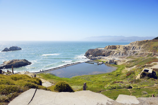 USA, California, San Francisco, ruins of Sutro Baths at Sutro Heights Park
