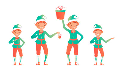 Set of cute christmas elves. Vector illustration. Little child