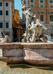 Fototapeta na wymiar the Moor Fountain (Fontana del Moro) in Piazza Navona rome italy