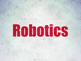 Science concept: Robotics on Digital Data Paper background