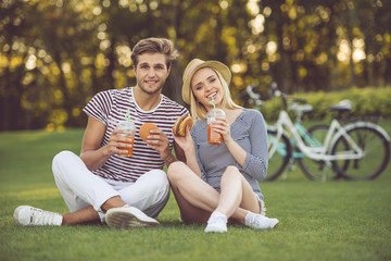 Couple resting in park