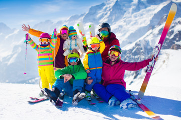Family with kids in the mountains