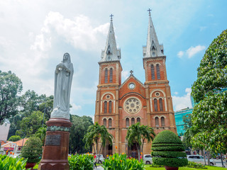 Notre Dame cathedral in Ho Chi Minh City, Vietna - obrazy, fototapety, plakaty