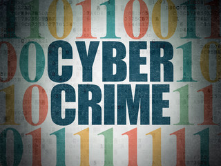Protection concept: Cyber Crime on Digital Data Paper background
