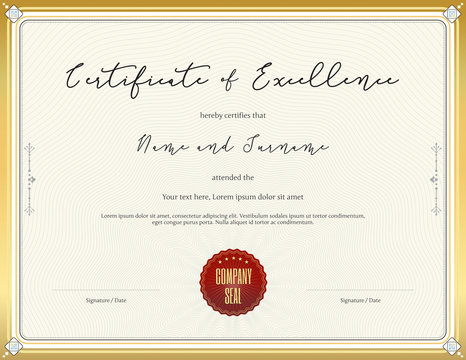 Certificate template for achievement, appreciation, completion, excellence or participation