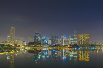 Plakat Singapore city skyline at night