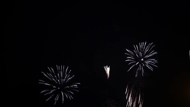 blue balls fireworks with lingering rain salute