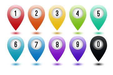 Set of realistic map pointers