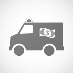 Isolated ambulance icon with a dollar bank note