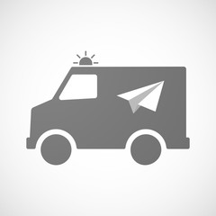 Isolated ambulance icon with a paper plane