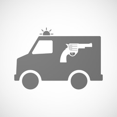 Isolated ambulance icon with a gun