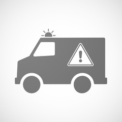 Isolated ambulance icon with a warning signal