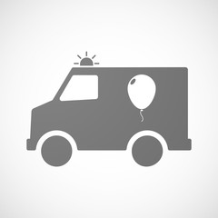 Isolated ambulance icon with a balloon