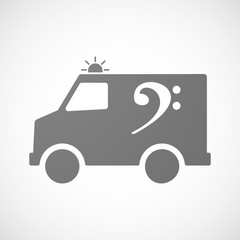 Isolated ambulance icon with an F clef