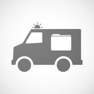 Isolated ambulance icon with a folder