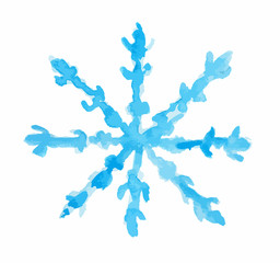 Isolated watercolor snowflake