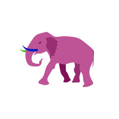 Bright Vector illustration of pink painted African elephant Isolated on white background