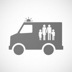 Isolated ambulance icon with a conventional family pictogram