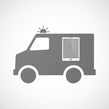 Isolated ambulance icon with a tablet computer
