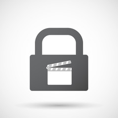 Isolated lock pad icon with a clapperboard