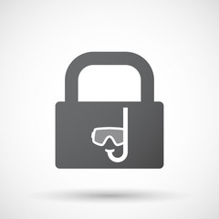 Isolated lock pad icon with a diving goggles