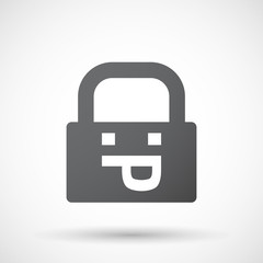 Isolated lock pad icon with a sticking out tongue text face