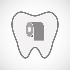 Isolated line art tooth icon with a toilet paper roll