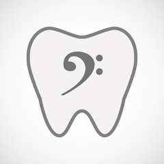 Isolated line art tooth icon with an F clef