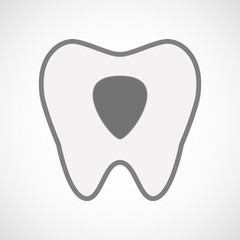 Isolated line art tooth icon with a plectrum