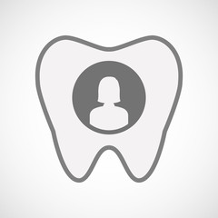 Isolated line art tooth icon with a female avatar