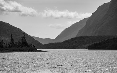 mountain range fading into distance