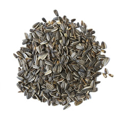A pile of shell on sunflower seeds isolated on a white background