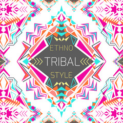 Vector geometric colorful background. Card template for business and invitation. Ethnic, tribal, aztec style