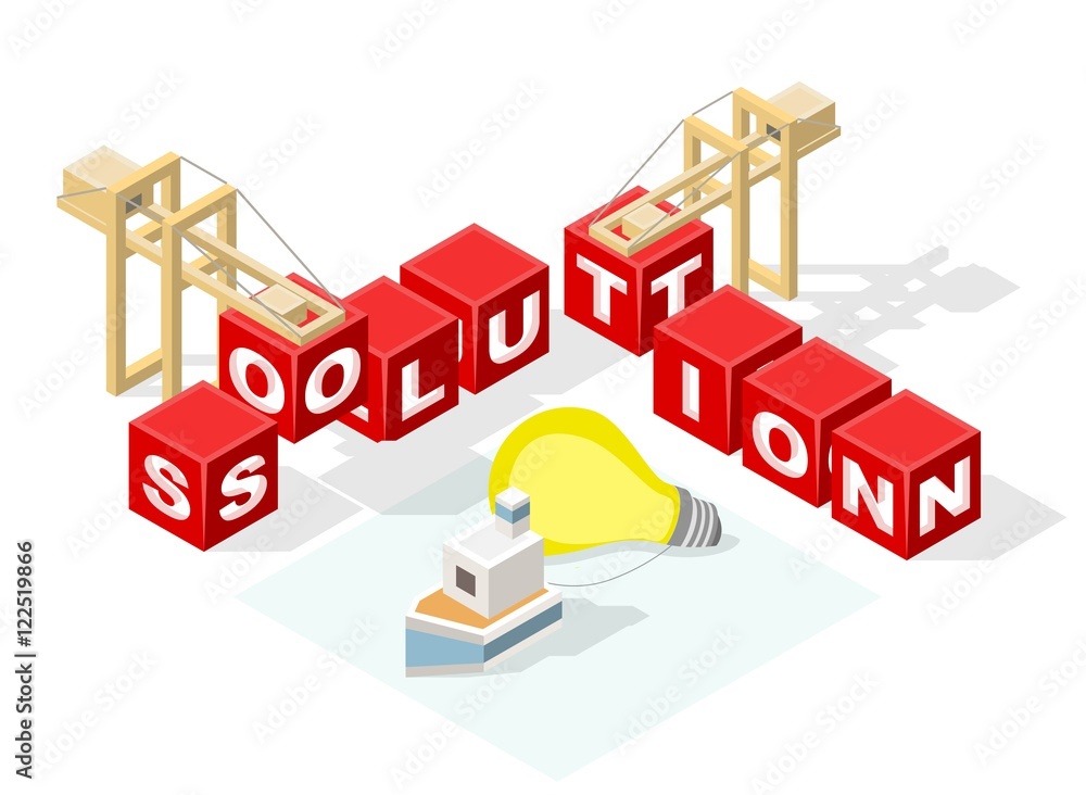 Poster isolated creative red block word 