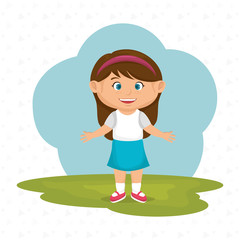 cartoon girl meadow green icon vector illustration eps 10