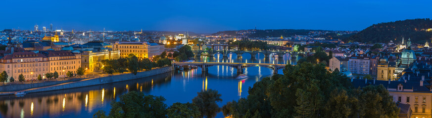 Prague panorama city skyline at night