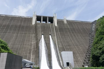 Fotobehang Dam Sightseeing release van Miyagase Dam