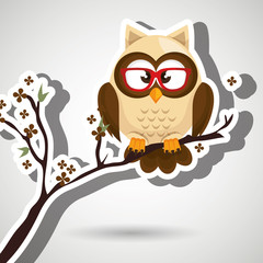 owl beige tree leaves beige vector illustration eps 10