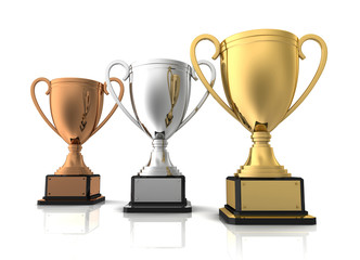 award cups concept  3d illustration