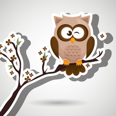 owl brown tree leaves brown vector illustration eps 10